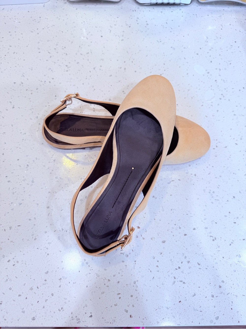 Luna Stella Beige Slingback Flats with Pointed Toe